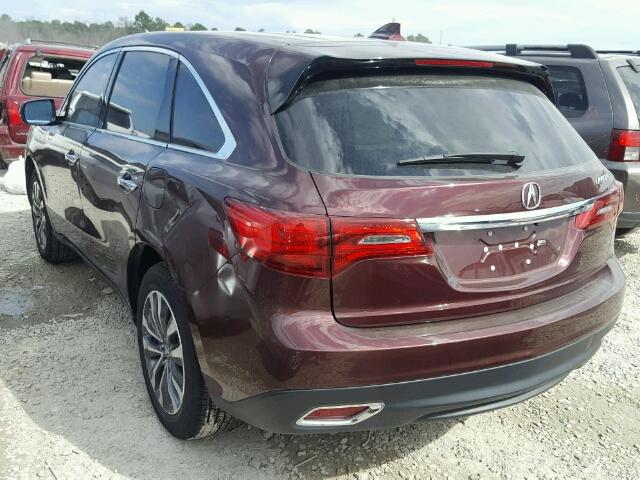 5FRYD3H41FB005149 - 2015 ACURA MDX TECHNO MAROON photo 3