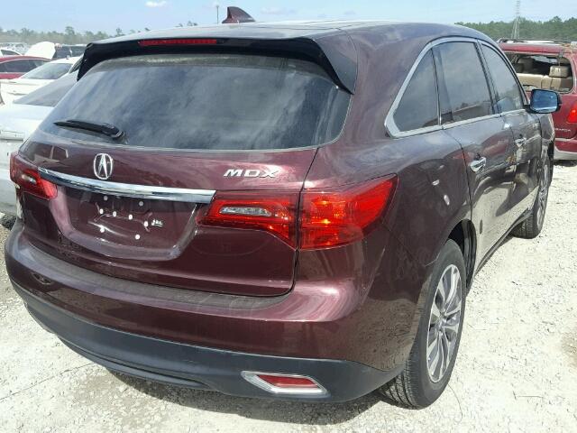 5FRYD3H41FB005149 - 2015 ACURA MDX TECHNO MAROON photo 4