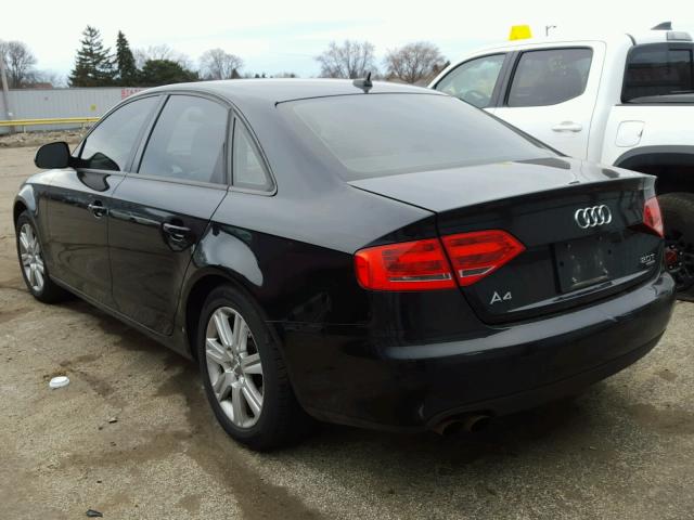 WAULF78KX9N062822 - 2009 AUDI A4 2.0T QU BLACK photo 3