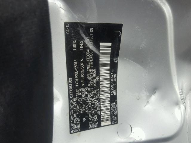 JTLZE4FE1FJ073971 - 2015 TOYOTA SCION XB SILVER photo 10