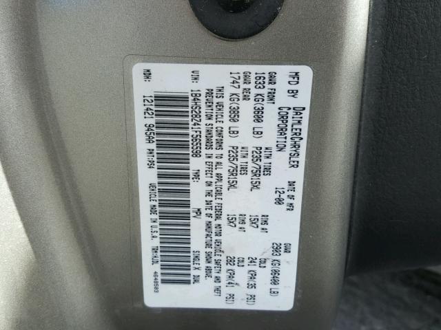 1B4HS28Z41F565598 - 2001 DODGE DURANGO GRAY photo 10