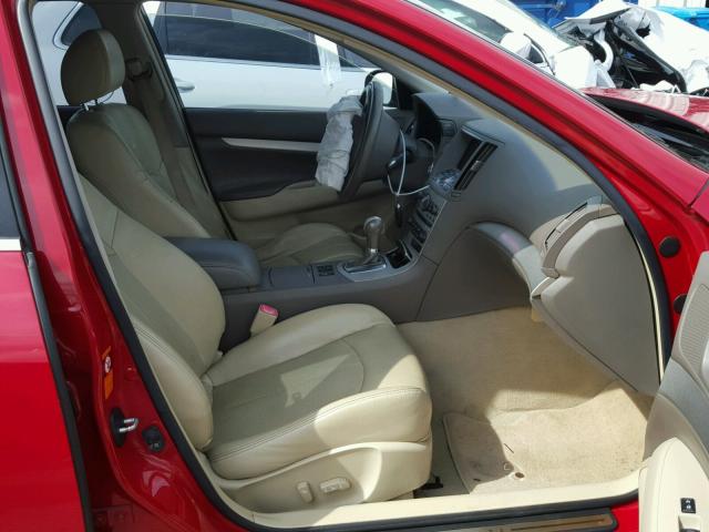 JNKBV61E07M728328 - 2007 INFINITI G35 RED photo 5