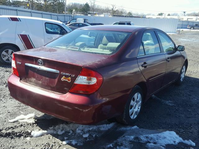 4T1BE32K02U068168 - 2002 TOYOTA CAMRY LE BURGUNDY photo 4