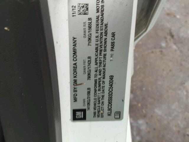 KL8CD6S93DC540049 - 2013 CHEVROLET SPARK 1LT Белый фото 10