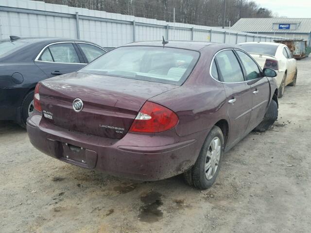 2G4WC582661313809 - 2006 BUICK LACROSSE C BURGUNDY photo 4