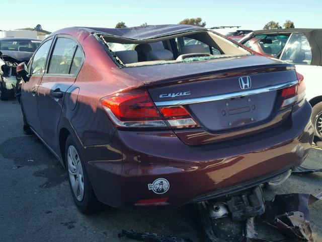 19XFB2F5XDE281448 - 2013 HONDA CIVIC LX BURGUNDY photo 3