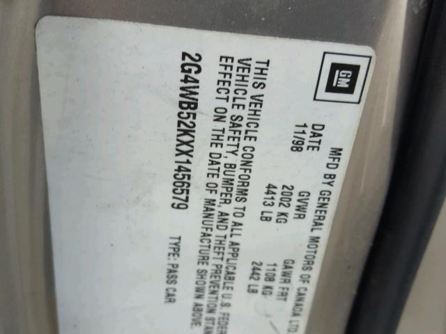 2G4WB52KXX1456579 - 1999 BUICK REGAL LS 金色 照片 10