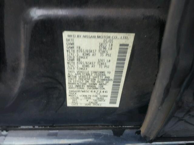 1N6AD07W65C447146 - 2005 NISSAN FRONTIER C BLACK photo 10