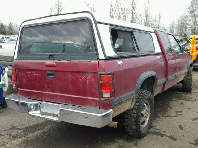 1B7GG23X3TS520622 - 1996 DODGE DAKOTA MAROON photo 4