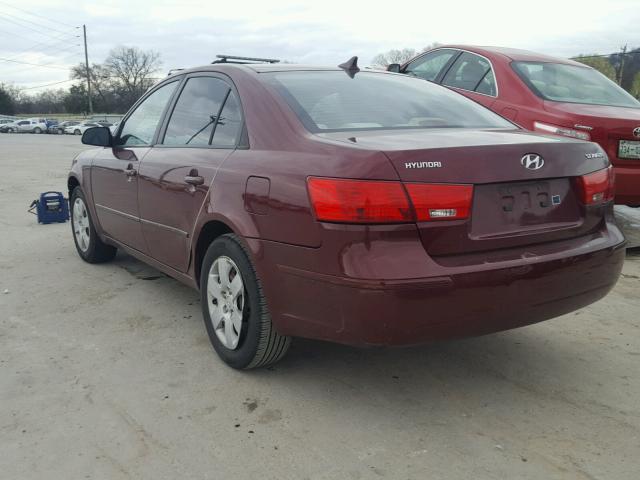 5NPET46C09H527168 - 2009 HYUNDAI SONATA GLS MAROON photo 3