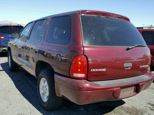 1B4HR38N52F165842 - 2002 DODGE DURANGO SP MAROON photo 3