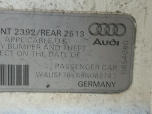 WAUSF78K69N062747 - 2009 AUDI A4 PREMIUM WHITE photo 10