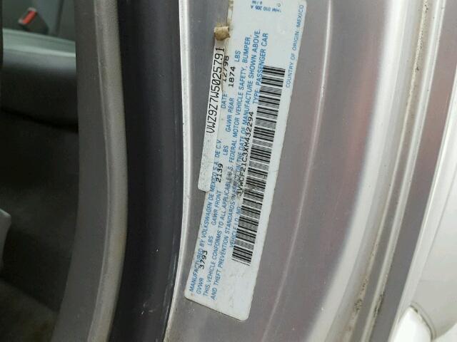 3VWCF21C3XM432294 - 1999 VOLKSWAGEN NEW BEETLE 银色 照片 10