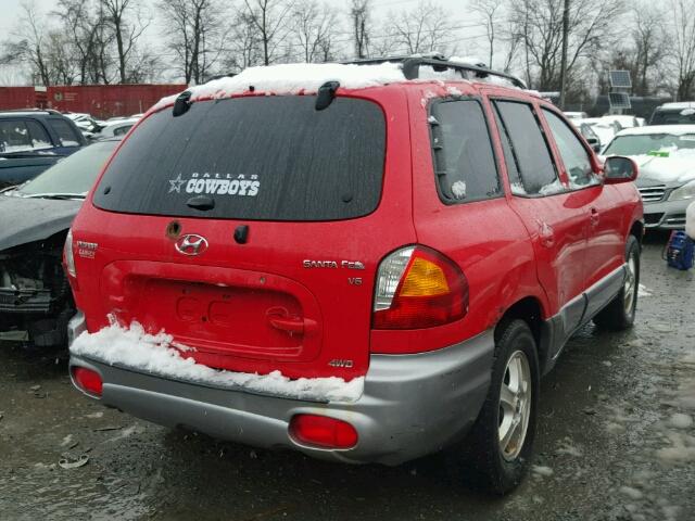 KM8SC73D43U532304 - 2003 HYUNDAI SANTA FE G RED photo 4