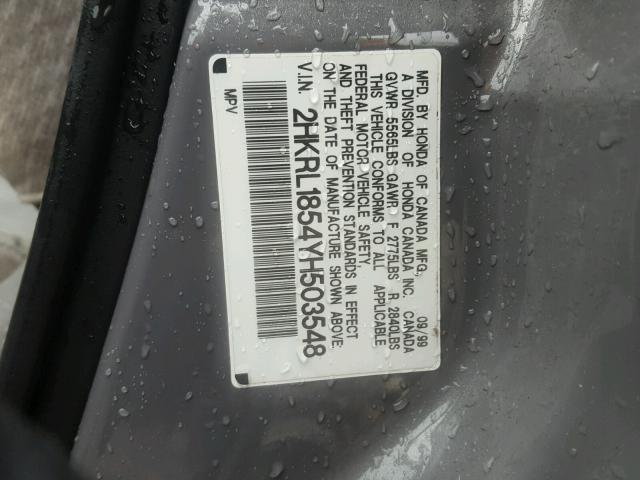 2HKRL1854YH503548 - 2000 HONDA ODYSSEY LX GRAY photo 10