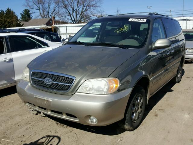 KNDUP131656638619 - 2005 KIA SEDONA EX GREEN photo 2