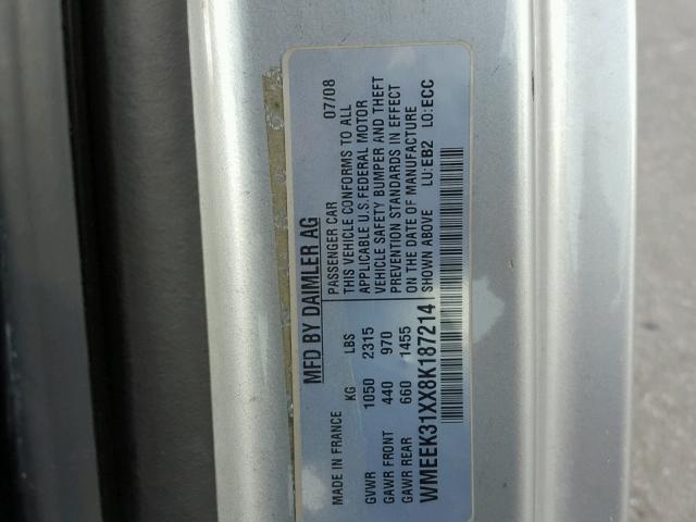 WMEEK31XX8K187214 - 2008 SMART FORTWO PAS 蓝色 照片 10