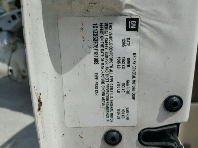 1G1ZS53F76F181983 - 2006 CHEVROLET MALIBU LS WHITE photo 10