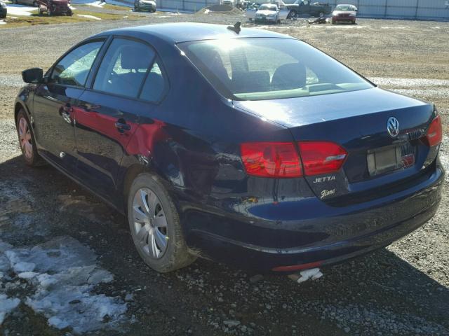 3VWD17AJ3EM211791 - 2014 VOLKSWAGEN JETTA SE BLUE photo 3