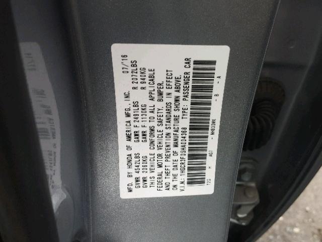 1HGCR3F05HA004368 - 2017 HONDA ACCORD EXL SILVER photo 10