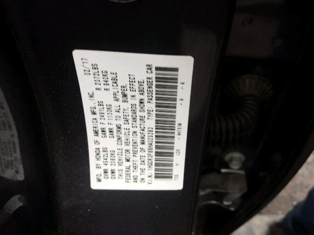 1HGCR3F86HA025283 - 2017 HONDA ACCORD EXL GRAY photo 10