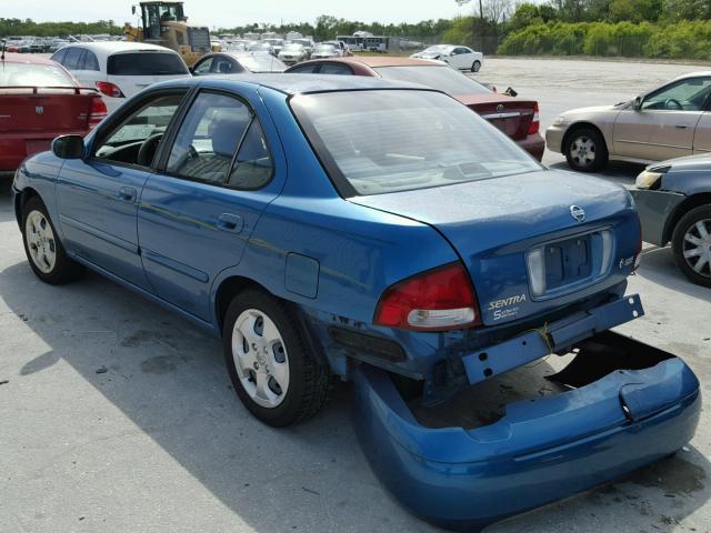 3N1CB51A13L558459 - 2003 NISSAN SENTRA GXE BLUE photo 3