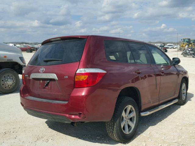 JTEDS41AX92072184 - 2009 TOYOTA HIGHLANDER MAROON photo 4