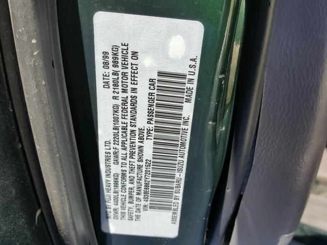 4S3BE6862Y7201522 - 2000 SUBARU LEGACY OUT GRAY photo 10