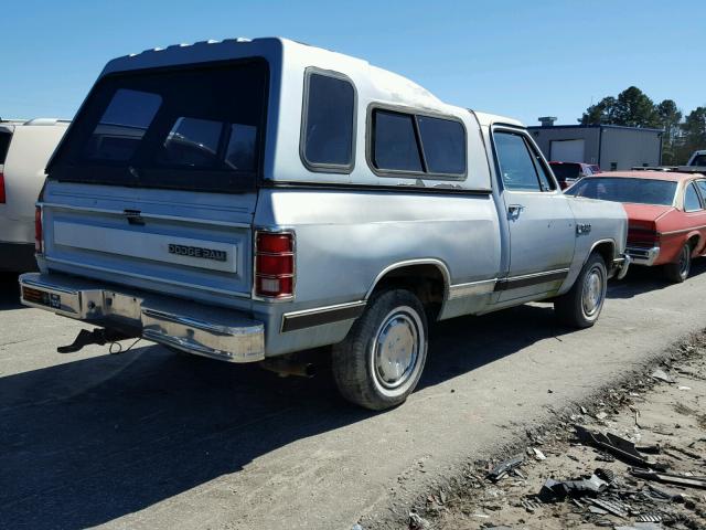 1B7FD14T7HS337712 - 1987 DODGE D-SERIES D SILVER photo 4