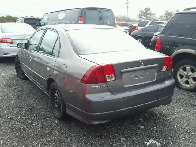 2HGES15535H513239 - 2005 HONDA CIVIC LX GRAY photo 3