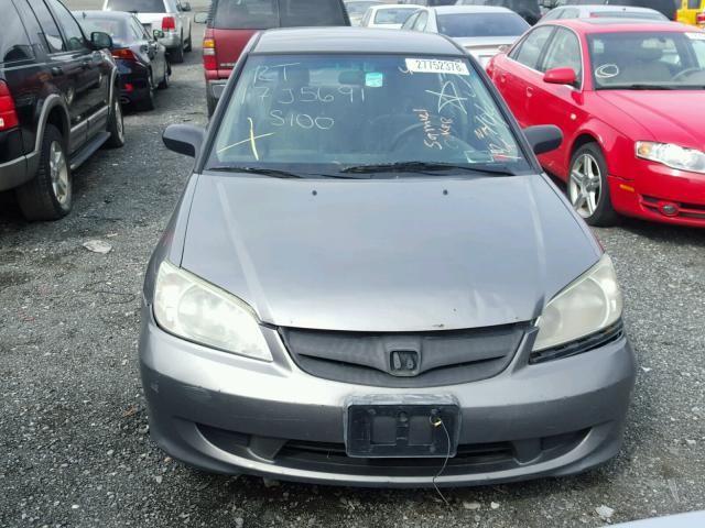 2HGES15535H513239 - 2005 HONDA CIVIC LX GRAY photo 9