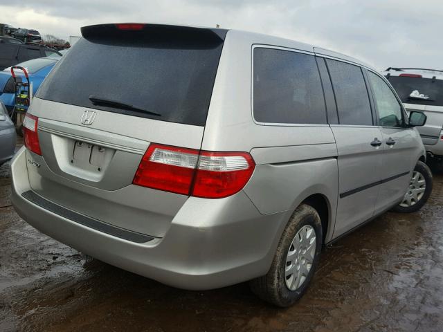 5FNRL38256B097695 - 2006 HONDA ODYSSEY LX SILVER photo 4