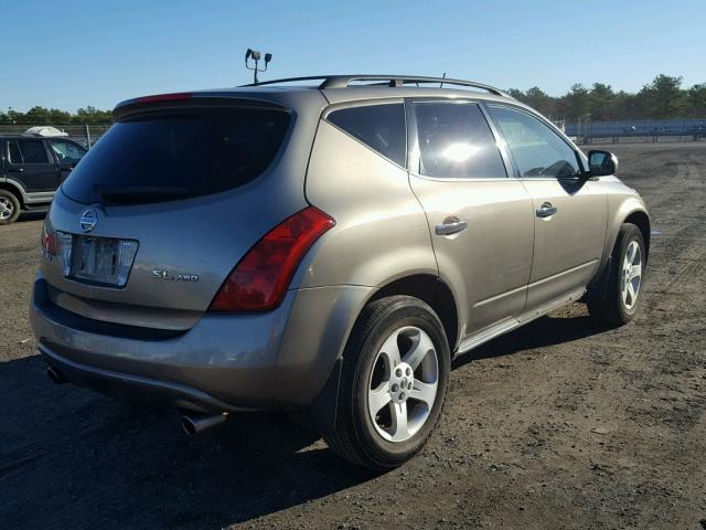 JN8AZ08W04W333809 - 2004 NISSAN MURANO SL GOLD photo 4