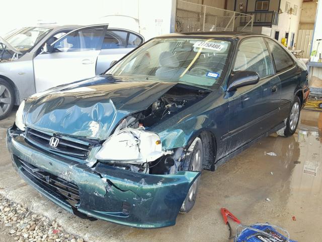 1HGEJ622XXL022182 - 1999 HONDA CIVIC DX GREEN photo 2