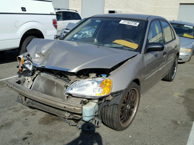 2HGES15511H607808 - 2001 HONDA CIVIC LX GOLD photo 2