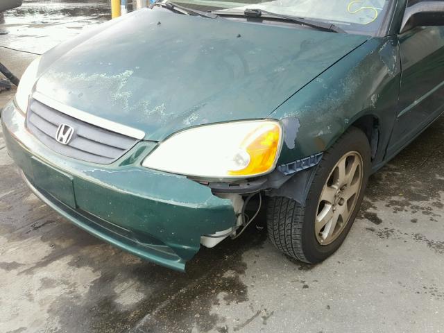 2HGES15511H604908 - 2001 HONDA CIVIC LX GREEN photo 9