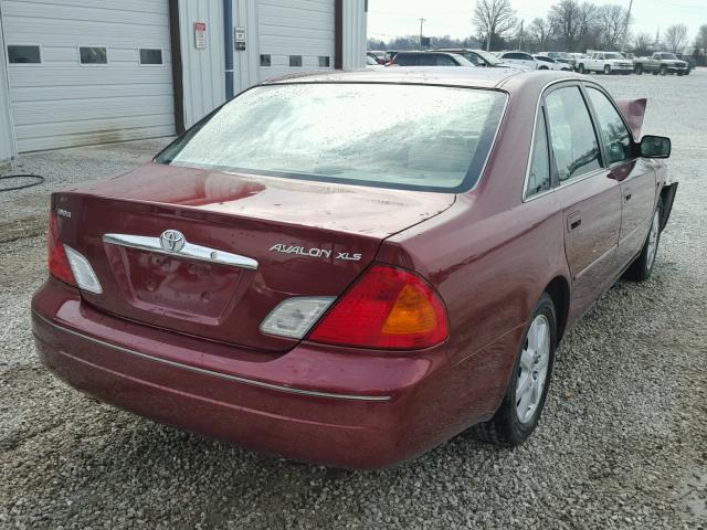 4T1BF28B8YU087123 - 2000 TOYOTA AVALON XL MAROON photo 4