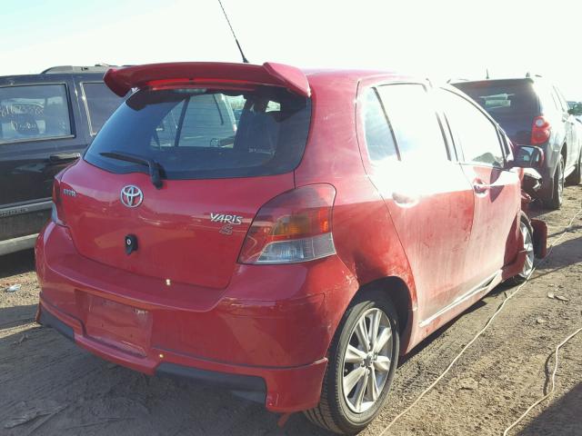 JTDKT903995250674 - 2009 TOYOTA YARIS RED photo 4