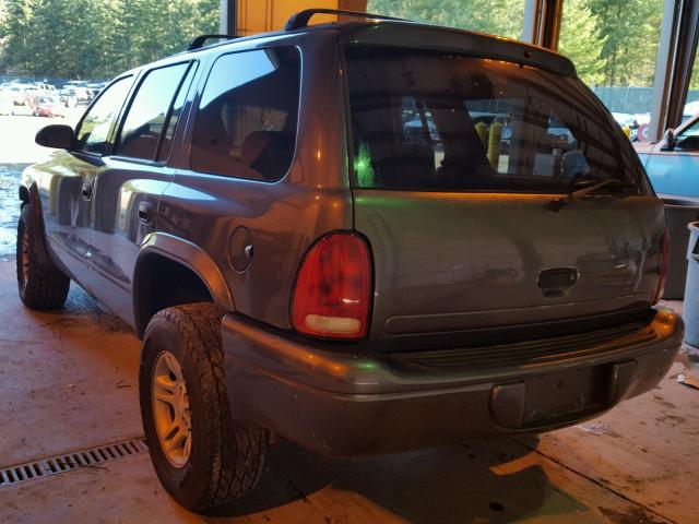 1B4HS38N52F162315 - 2002 DODGE DURANGO SP GRAY photo 3