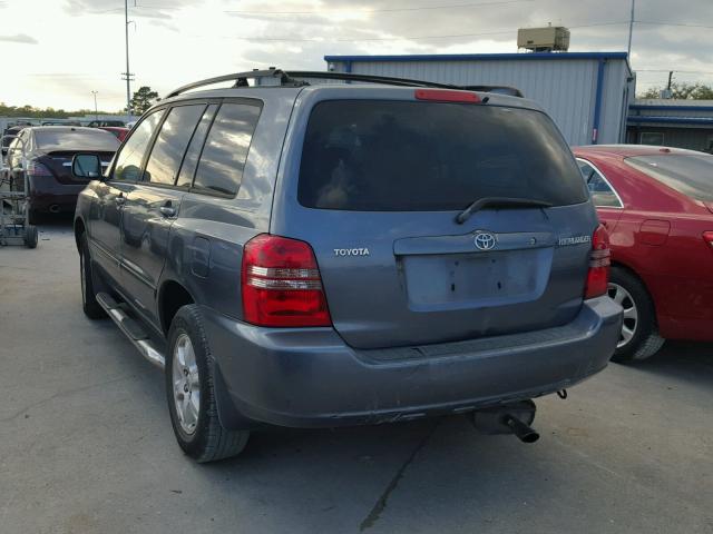 JTEGD21A930065791 - 2003 TOYOTA HIGHLANDER BLUE photo 3