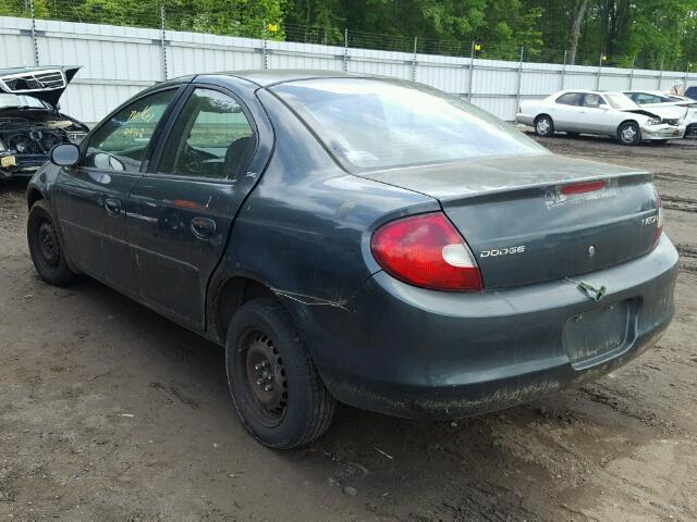 1B3ES46C11D111547 - 2001 DODGE NEON SE GREEN photo 3