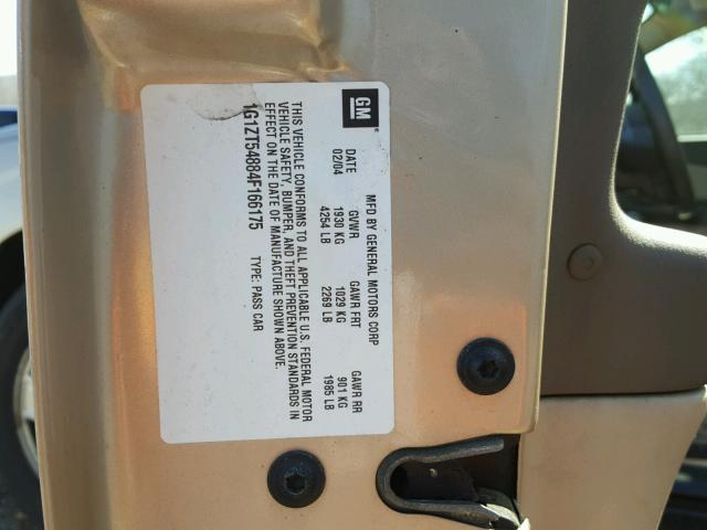 1G1ZT54884F166175 - 2004 CHEVROLET MALIBU LS GOLD photo 10