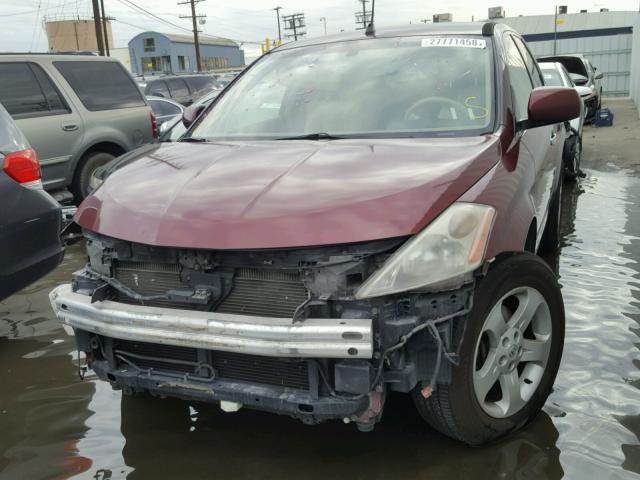 JN8AZ08T65W305780 - 2005 NISSAN MURANO SL MAROON photo 2