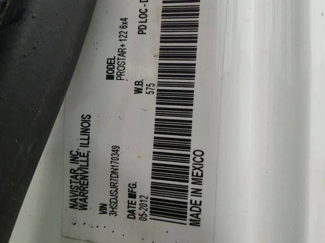 3HSDJSJR7DN170349 - 2013 INTERNATIONAL PROSTAR أبيض صورة 10