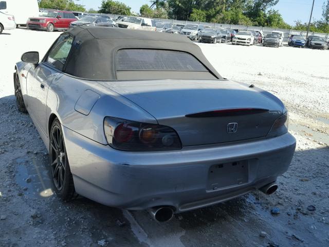 JHMAP21414S001406 - 2004 HONDA S2000 GRAY photo 3