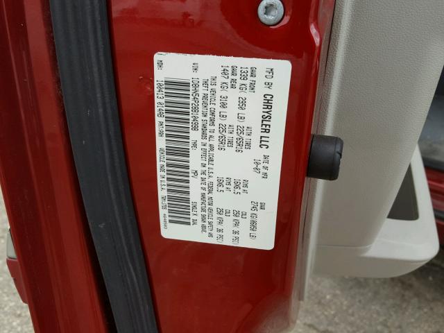 1D8HN54P28B104998 - 2008 DODGE GRAND CARA RED photo 10