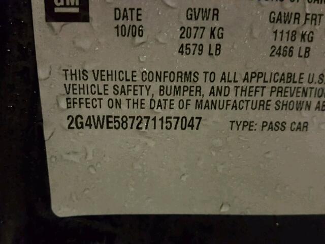 2G4WE587271157047 - 2007 BUICK LACROSSE C BLACK photo 10