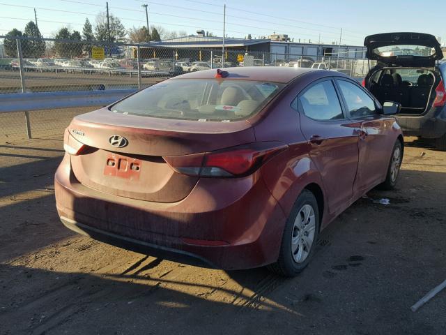 5NPDH4AE2GH698684 - 2016 HYUNDAI ELANTRA SE RED photo 4