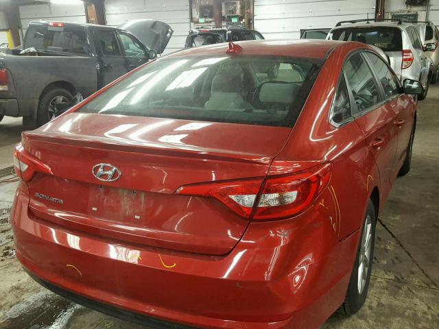 5NPE24AF3HH474467 - 2017 HYUNDAI SONATA SE RED photo 4