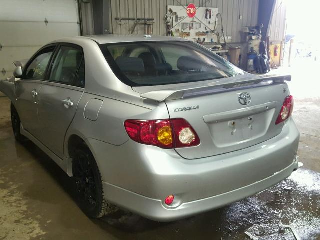 2T1BU40E89C098391 - 2009 TOYOTA COROLLA BA SILVER photo 3